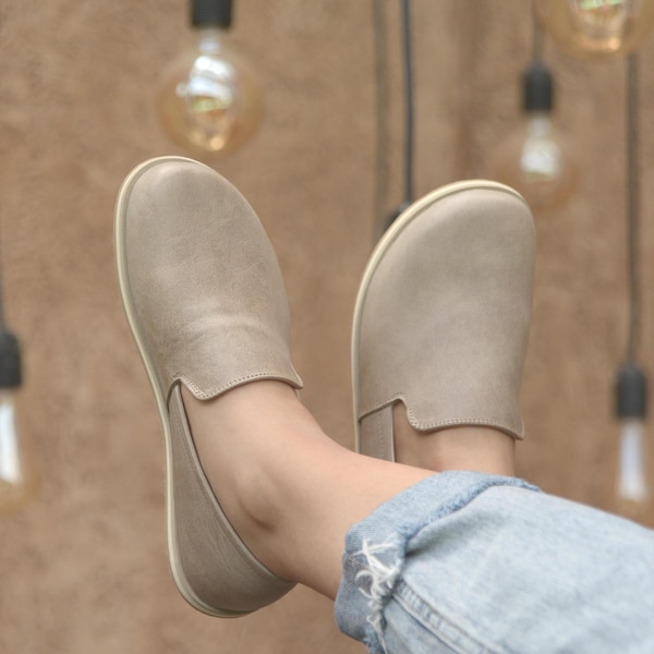 Women Grounding Barefoot Shoes, Leather Wide Toe Box Grounded Shoe