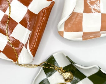 Clay Jewelry Tray | Handcrafted Checkered