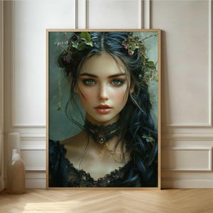 Mystical Woman Portrait Poster - Fantasy Art Print for Wall Decor