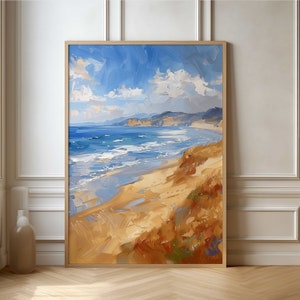 Stunning Coastal Beach Poster - Abstract Impressionist Seascape Wall Art Print