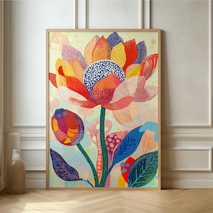 Abstracte Protea-kunstprint – Modern bloemenhuisdecoratie