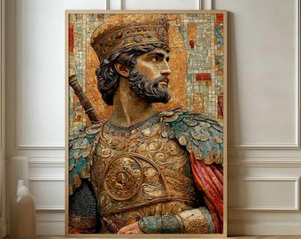 Majestic Emperor Mosaic Poster - Classic Byzantine Style Wall Art