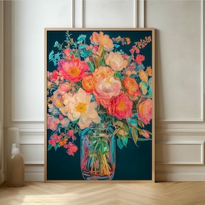 Blooming Bouquet Poster - Lively Flower Art Print, ideal für die moderne Ästhetik zu Hause oder im Büro