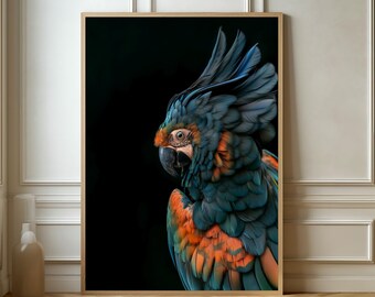 Majestic Macaw Artwork - Stunning Colorful Bird Illustration, Perfect for Modern Home Decor and Animal Lovers