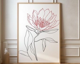Poster Moderne botanische lijntekening - eenvoudige bloemenkunstdruk