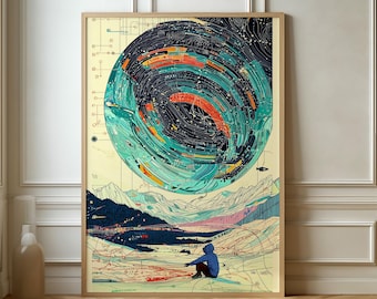 Cosmic Exploration Art Print - Modern Tech-Inspired Poster for Science Lovers and Dreamers