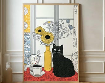 Artistic Cat Print Poster - Playful and Stylish Home Decor Artwork
