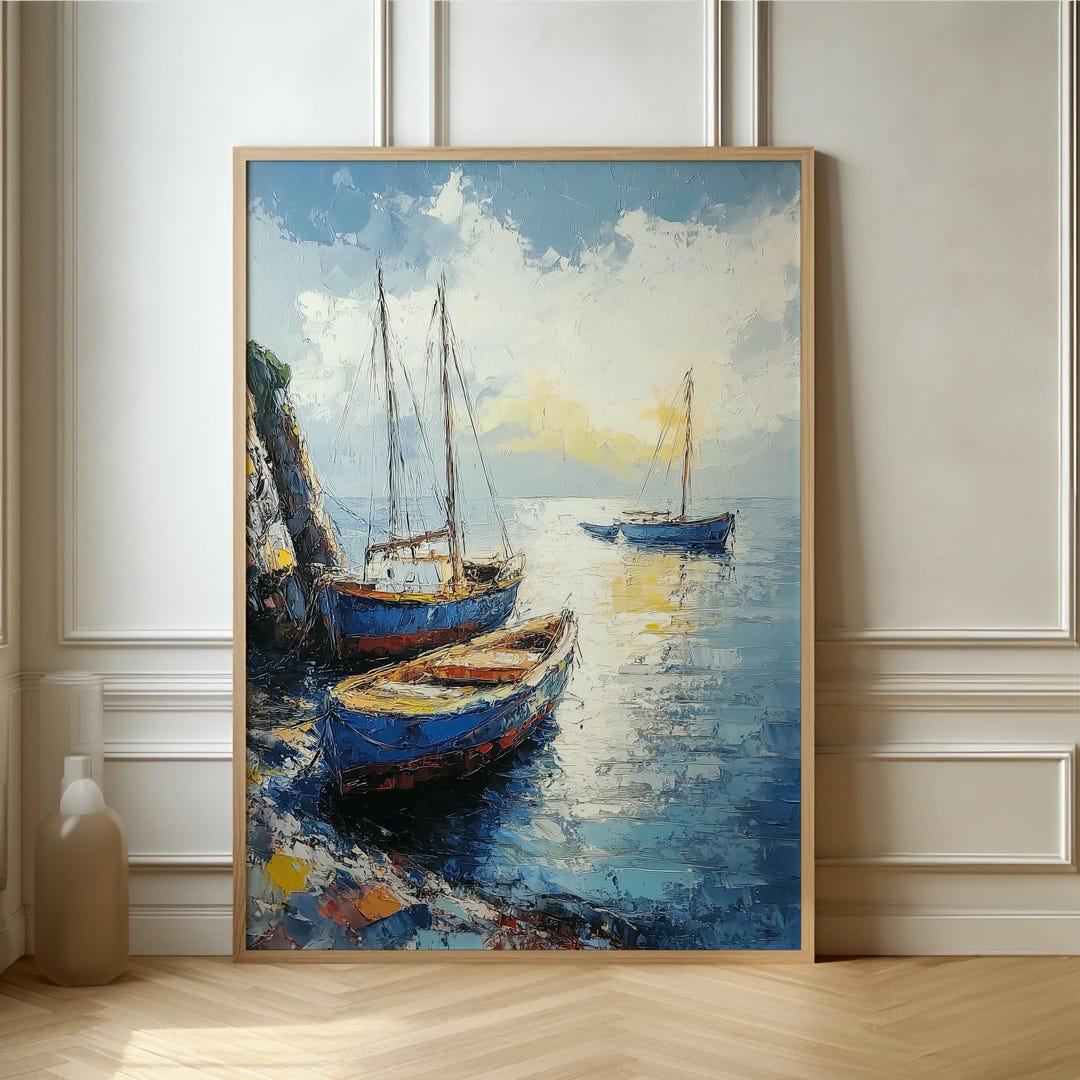 Marina Boats Seascape Art Print – Coastal Nautical Wall Decor - Etsy