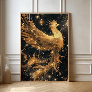Golden Phoenix Poster - Stunning Digital Fantasy Art for Home Decor