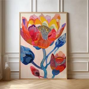 Pôster botânico abstrato atraente - Arte de parede moderna e colorida