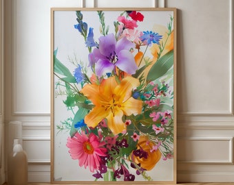Vibrant Floral Art Print – Colorful Flower Bouquet Poster