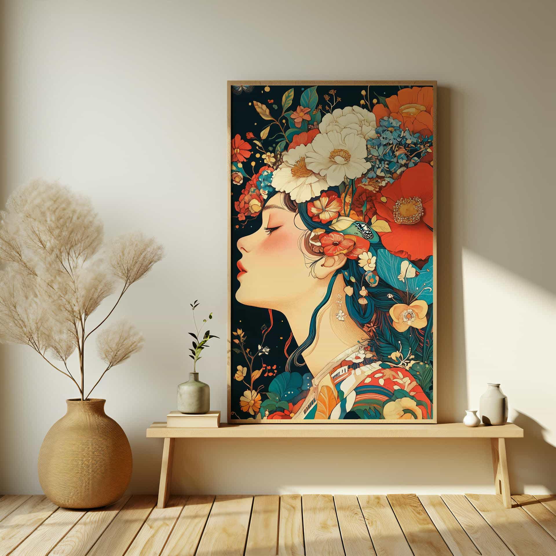 Boho Floral Beauty Poster - Whimsical Illustrated Art Print - Etsy