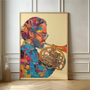 Abstract Jazz Music Poster - Unique Colorful Musician Wall Art