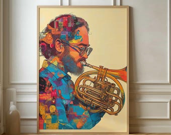 Abstract Jazz Music Poster - Unique Colorful Musician Wall Art