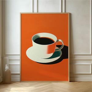 Modern Coffee Cup Art - Bold Graphic Poster for Coffee Lovers, Contemporary Kitchen Decor in Vibrant Colors