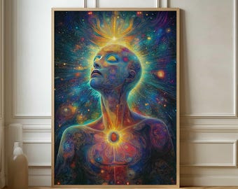Cosmic Enlightenment Poster - Vibrant Psychedelic Art for Home Decor