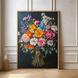 Vibrant Chalk Floral Bouquet Poster - Stunning Colorful Flower Art for Wall Decor