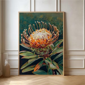Colorful Protea Art Poster - Beautiful Botanical Illustration for Home