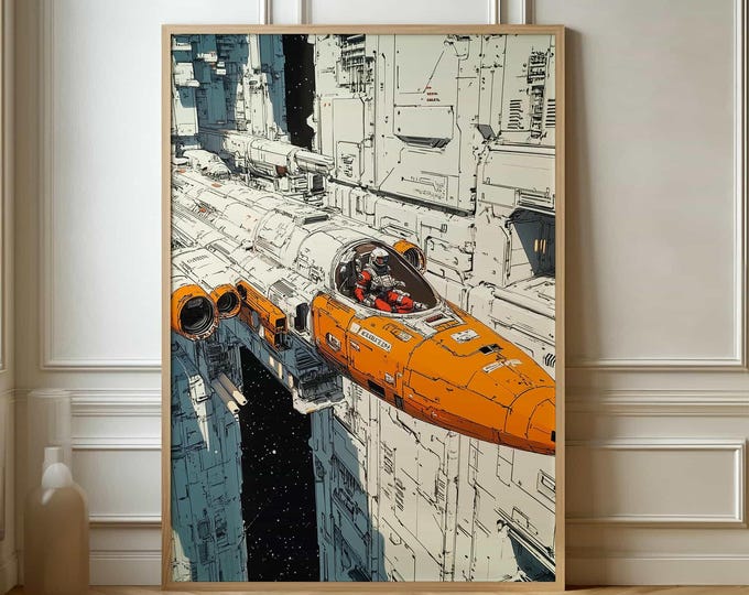 Vintage Spacecraft Exploration Poster - Retro Futurism Art Print
