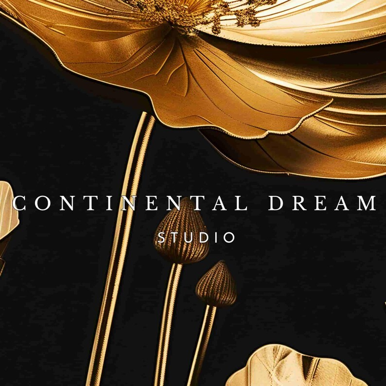 Modern Gold Flower Art Poster - Exquisite Metallic Gold Floral Wall ...