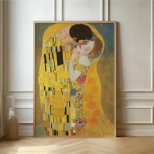 Klimt&#39;s Iconic The Kiss Remake Poster - Romantic Art Nouveau Print for Home