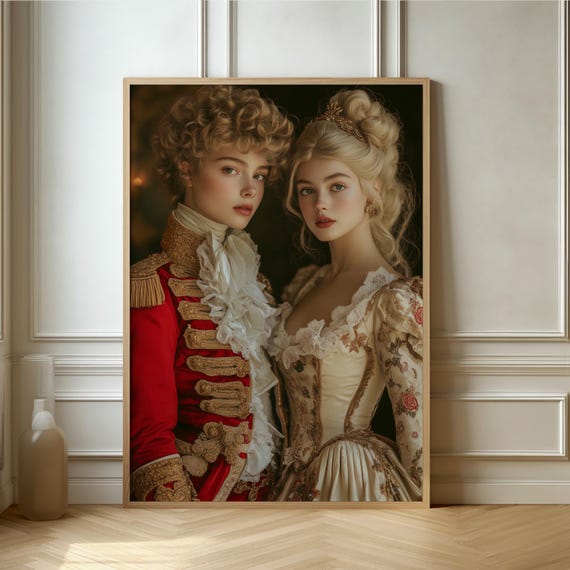 Photo Ancienne Encadrée – Couple Élégant, Tirair Vintage