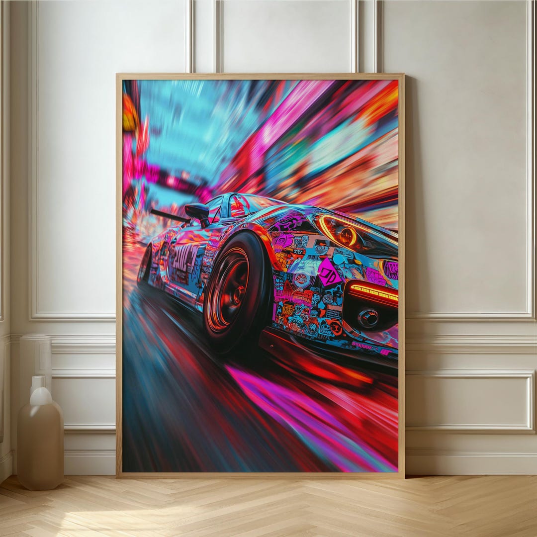 Speed Racer Decore Neon Speed Racer Poster - Dynamic Automotive Art Print, Vibrant Street ...