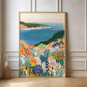 Cartaz Bright Ocean View - Impressão digital de arte costeira contemporânea