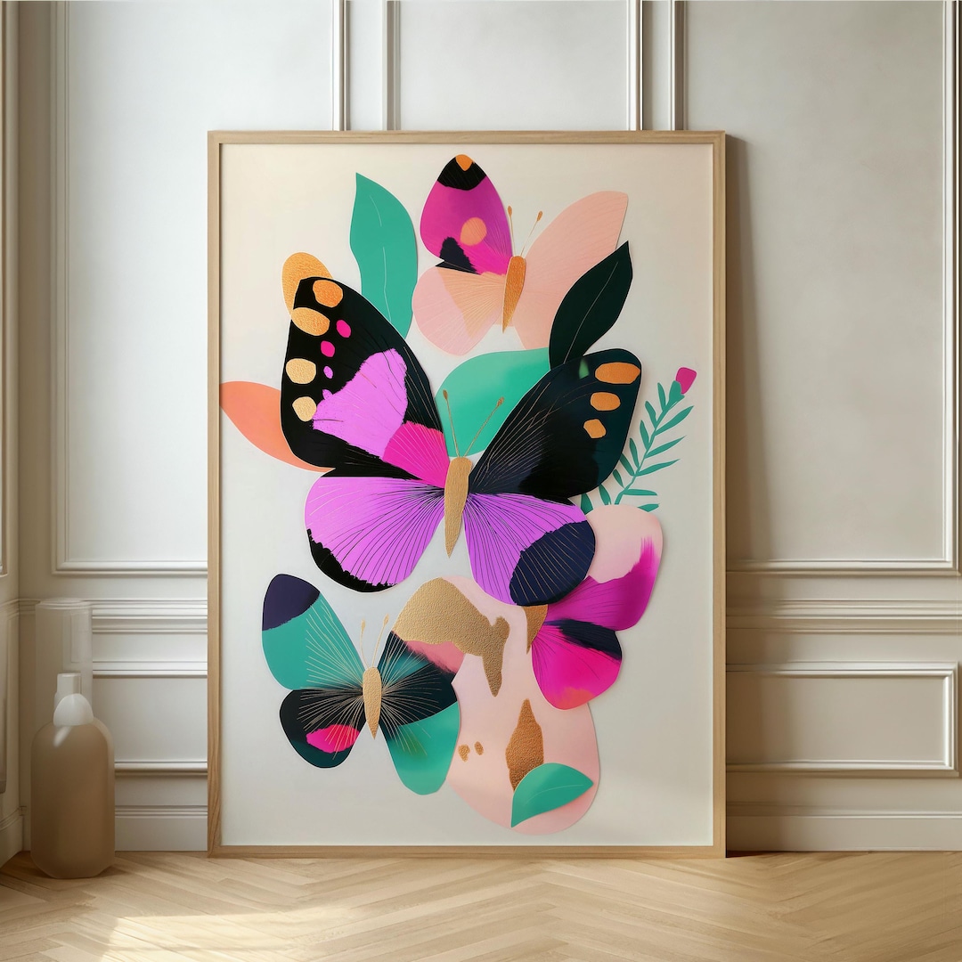 Butterfly Art Print – Vibrant Floral Design, Modern Home Decor - Etsy
