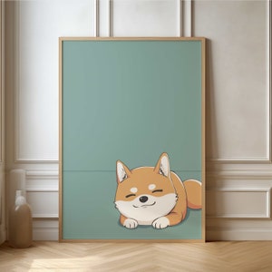 Charming Shiba Inu Artwork - Whimsical Dog Decor, Ideal for Children’s Rooms and Pet Enthusiasts