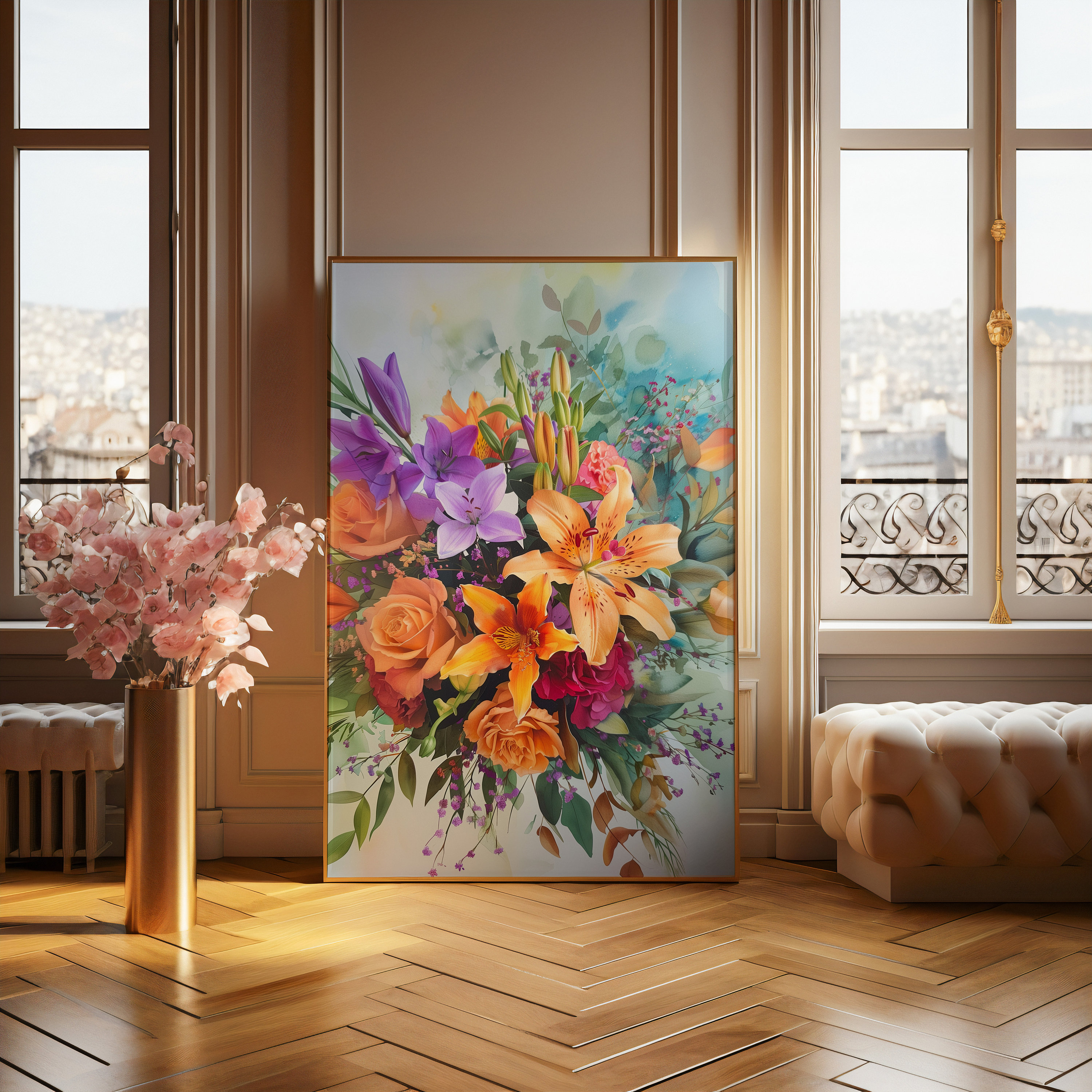 Vibrant Floral Bouquet Art Print - Colorful Flower Arrangement Wall ...