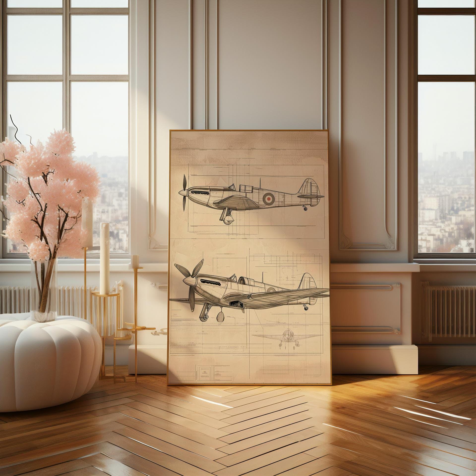 Vintage Aircraft Blueprint Poster - Detailed Mechanical Art for ...