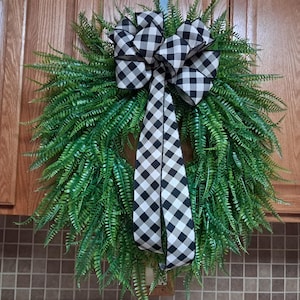 Everyday Beaded Fern Greenery Wreath, grapevine  grass wreath, home decor, wall decorations, front door, everyday wreath for all seasons