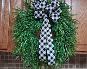 Everyday Beaded Fern Greenery Wreath, grapevine  grass wreath, home decor, wall decorations, front door, everyday wreath for all seasons