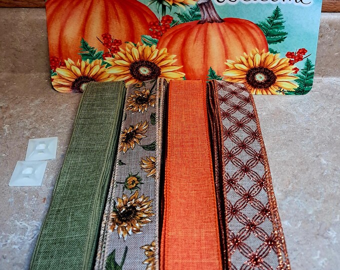 Welcome Fall Rectangular Metal Sign Wreath Kit, Wreath Ribbon and Sign ...
