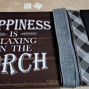 Happiness is on porch  wooden sign wreath kit, wreath ribbon and sign bundle, Signs for wreaths, wreath supplies, wreath kit, door hanger