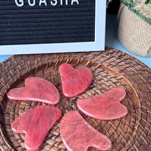 GUA SHA Cherry Quartz and Rose Quartz - face and body massage , limited edition Valentine’s Day special