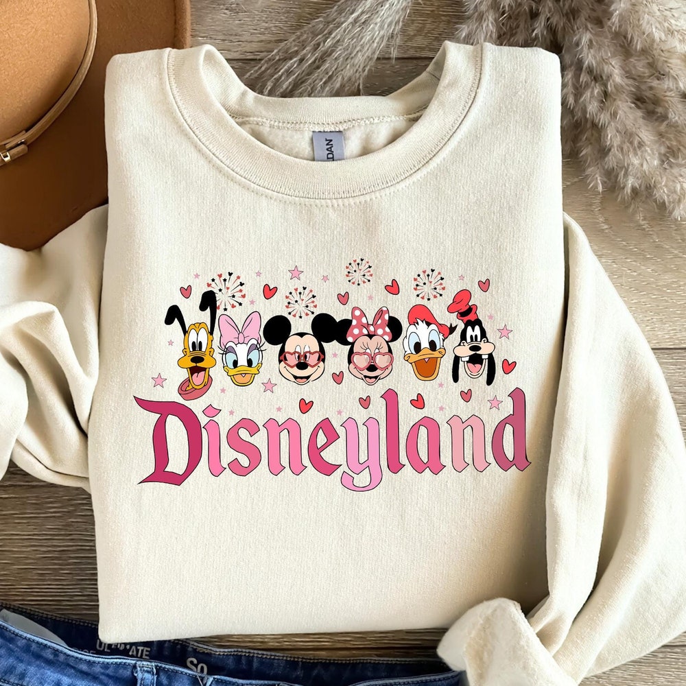 Disneyland Hearts Sweatshirt, Disneyland Valentines Sweatshirt, Mickey And Friends Valentine Sweatshirt, Valentines Day Sweatshirts