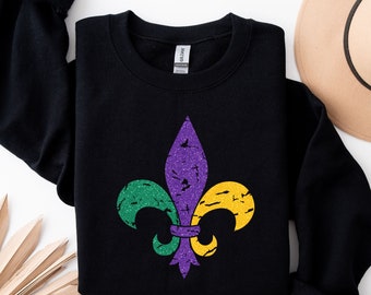 Mardi Gras Fleur De Lis Sweatshirt, Louisiana Carnival Sweater, Mardi Gras Shirt, Family Carnival Shirt, Mardi Gras Party, Fat Tuesday Gift
