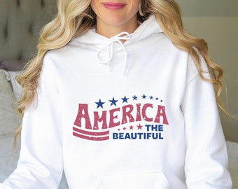 America the Beautiful Hoodie, Retro America Hoodie, 4th of July Hoodie, Stars and Stripes, Patriotic Hoodie, Memorial Day, Independence Day