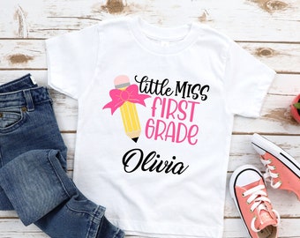 Personalized First Grade Shirt: Little Miss Back To School Tee