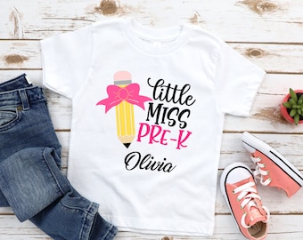 Personalized Little Miss Pre-K Shirt: First Day of School T-Shirt