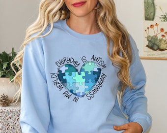 Autism Awareness Sweatshirt: Puzzle Heart, Unisex Relaxed Fit