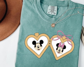 Comfort Color® Locket T-Shirt, Cute Locket Bow Tshirt, Cute Disneyworld Adult T-Shirts, Minnie Mickey Lover Shirt, Mickey Coquette Shirt