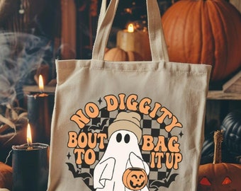 Spooky Ghost Halloween Tote Bag: Trick or Treat Canvas Bag