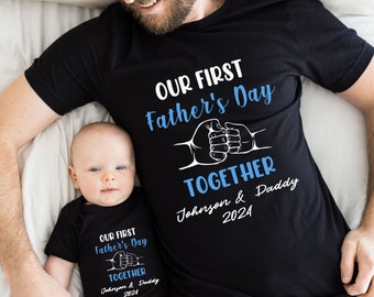 Personalized First Father's Day Matching Shirt Set