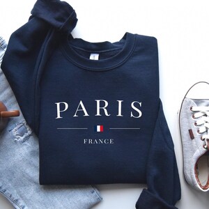 Paris France Sweatshirt: Unisex Cotton-Blend Vacation Souvenir