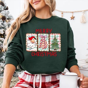 Christmas Sweatshirt: Retro Santa Cookie Tree Holiday Crewneck