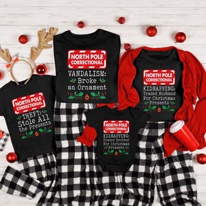Funny Christmas Shirt: North Pole Correctional Family Matching Tee