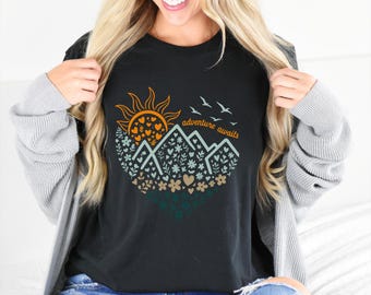 Adventure Awaits T-Shirt: Camping, Hiking, Nature Lover Gift